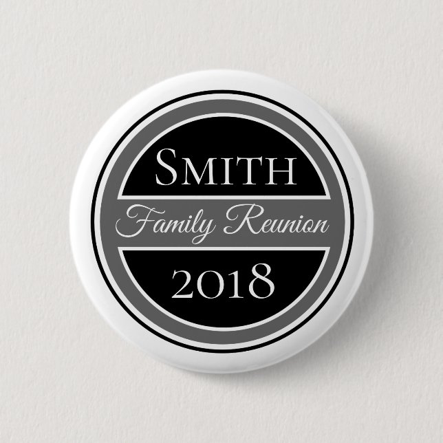 Macaron Rond 5 Cm Insigne de noir de la Réunion de famille (Devant)