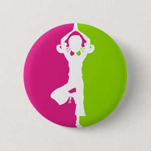 Macaron Rond 5 Cm Insigne de silhouette de fille de yoga