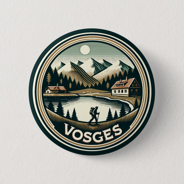 Macaron Rond 5 Cm Insigne des Vosges France (Devant)