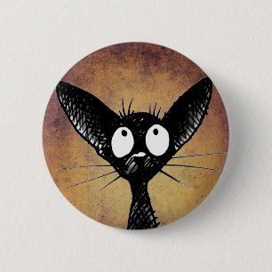 Macaron Rond 5 Cm Insigne drôle de bouton d'art de chat noir