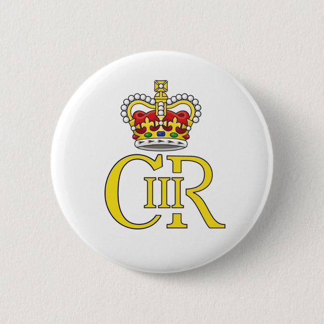 Macaron Rond 5 Cm insigne du roi Charles III (Devant)