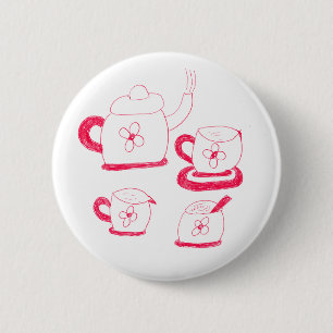 Macaron Rond 5 Cm Insigne du temps du thé