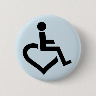 Macaron Rond 5 Cm Insigne handicapé de fauteuil roulant de coeur