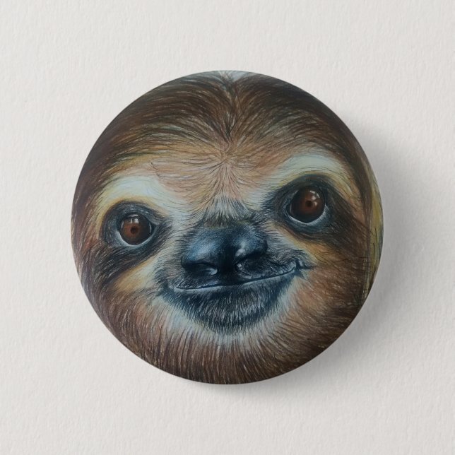 Macaron Rond 5 Cm INSIGNE HEUREUX DE PARESSE ! sourire de forêt (Devant)