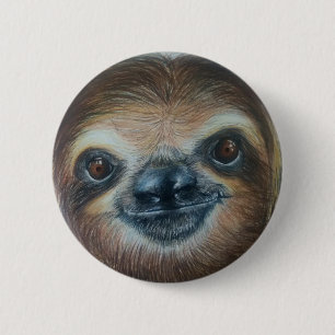 Macaron Rond 5 Cm INSIGNE HEUREUX DE PARESSE ! sourire de forêt