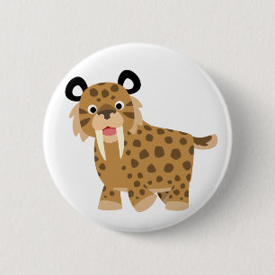 Macaron Rond 5 Cm Insigne heureux mignon de bouton de Smilodon de