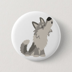 Macaron Rond 5 Cm Insigne mignon de bouton de loup de bande dessiné