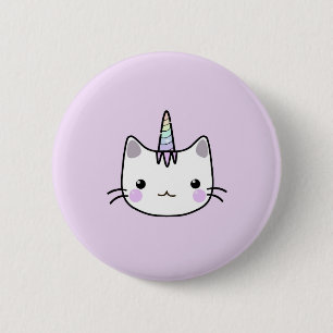 Macaron Rond 5 Cm Insigne mignon de chat de licorne