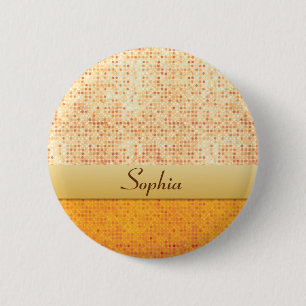 Macaron Rond 5 Cm Insigne orange scintillant d'étiquette de nom de