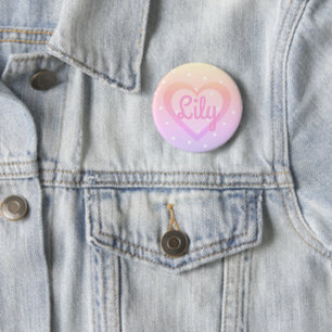 Macaron Rond 5 Cm Insigne personnalisable de coeur assez rose