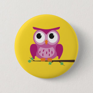 Macaron Rond 5 Cm Insigne pourpre de bouton de hibou