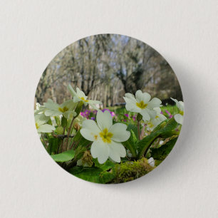 Macaron Rond 5 Cm Insigne Primrose (Primula vulgaris)