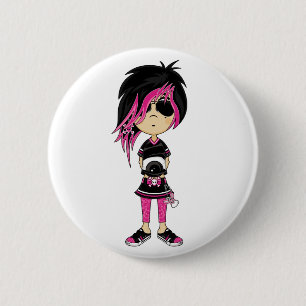 Macaron Rond 5 Cm Insigne punk de fille d'Emo
