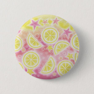Macaron Rond 5 Cm Insigne rose de bouton de limonade