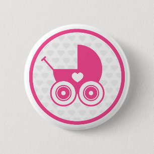 Macaron Rond 5 Cm Insigne rose de bouton d'icône de landau de béb