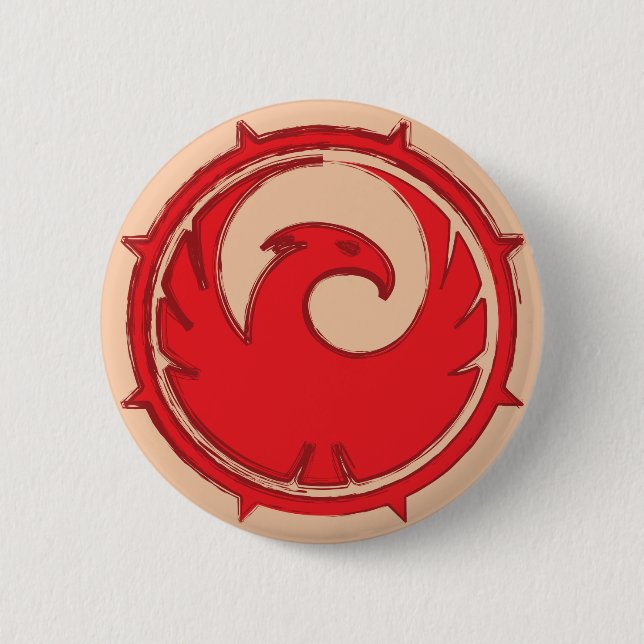Macaron Rond 5 Cm Insigne rouge d'emblème d'oiseau de Phoenix (Devant)