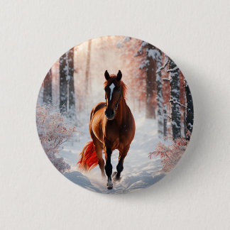 Macaron Rond 5 Cm Insigne Silhouette de Cheval Intemporel