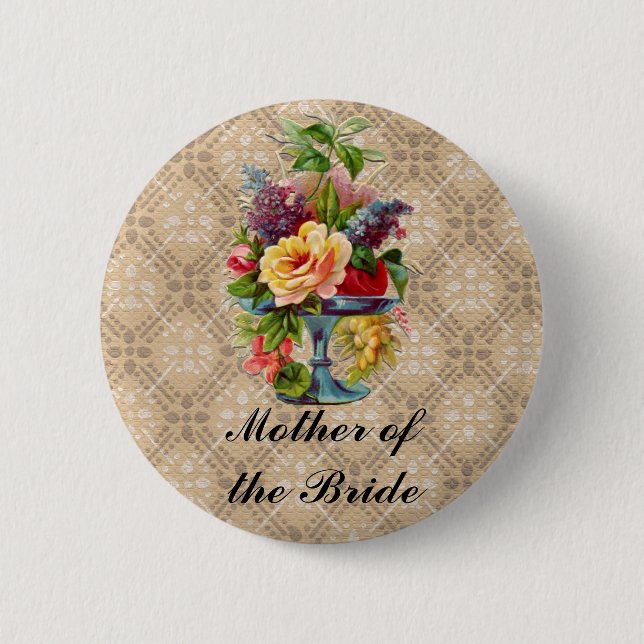 Macaron Rond 5 Cm Insignes de relief floraux vintages de bouton de (Devant)