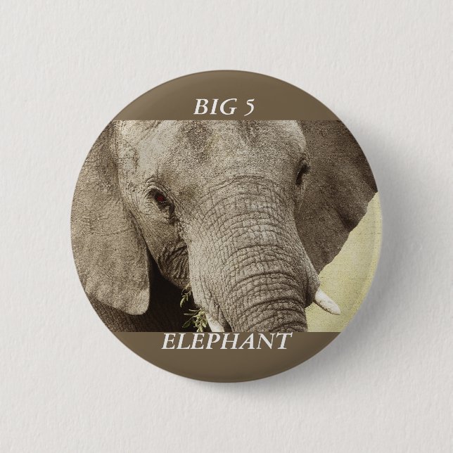 Macaron Rond 5 Cm Insignes et boutons de safari de faune d'éléphant (Devant)