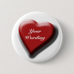 Macaron Rond 5 Cm Insignes personnalisables simples de coeur rouge