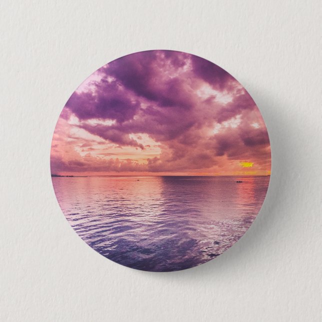 Macaron Rond 5 Cm Inspiration du coucher de soleil sur l'océan (Devant)