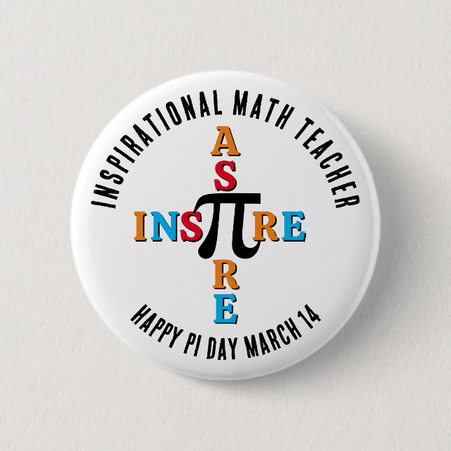 Macaron Rond 5 Cm INSPIRE ASPIRE Math Enseignant Joyeux Pi Day Bouto (Devant)