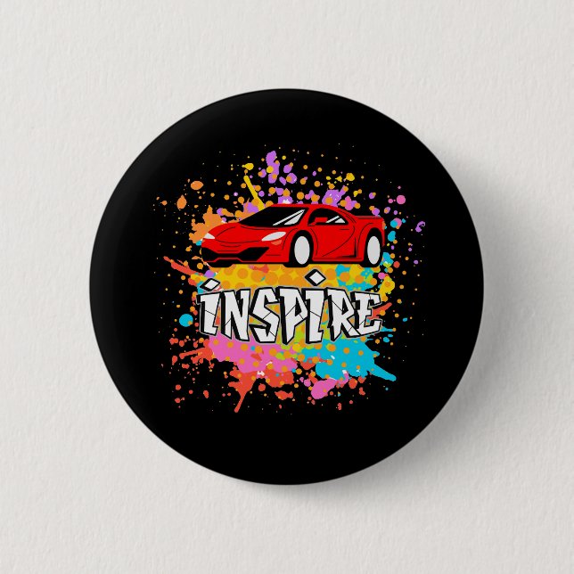 MACARON ROND 5 CM INSPIRER LA CONCEPTION DE VOITURE GARÇON (Devant)