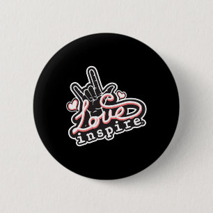 Macaron Rond 5 Cm inspirer l'amour ASL ILY Hand Sign Language Deaf A