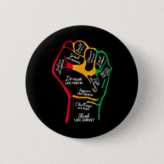 Macaron Rond 5 Cm Inspiring Black Leaders Power Fist Hand Black Hist