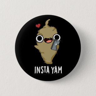 Macaron Rond 5 Cm Insta-yam Funny Médias sociaux Veggie Pun Dark BG