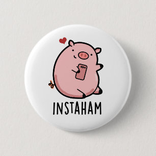 Macaron Rond 5 Cm Instaham Funny Social Media Pig Pun