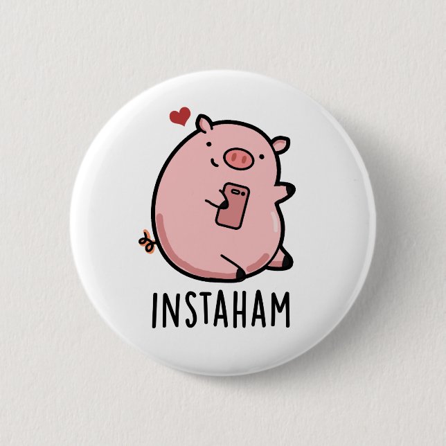 Macaron Rond 5 Cm Instaham Funny Social Media Pig Pun (Devant)