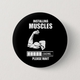 Macaron Rond 5 Cm Installation De Muscles Veuillez Patienter Gym Bod