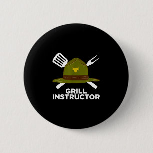 Macaron Rond 5 Cm Instructeur de grillade pitmaster de barbecue drôl