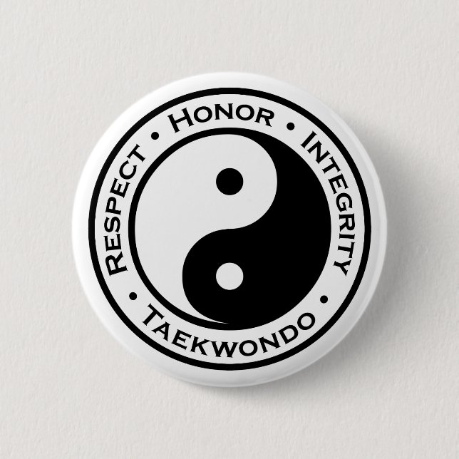 Macaron Rond 5 Cm Intégrité le Taekwondo d'honneur de respect (Devant)