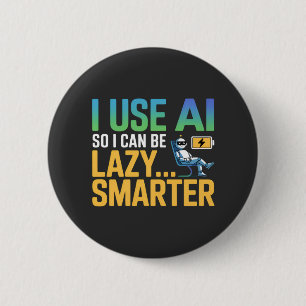 Macaron Rond 5 Cm Intelligence Artificielle Lazy Smarter Design drôl