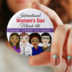 Macaron Rond 5 Cm International Women's Day March 8th Button
