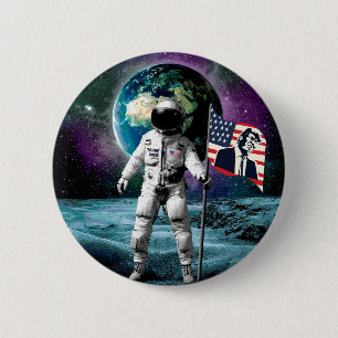 Macaron Rond 5 Cm Invitation des astronautes pour Trump 2024