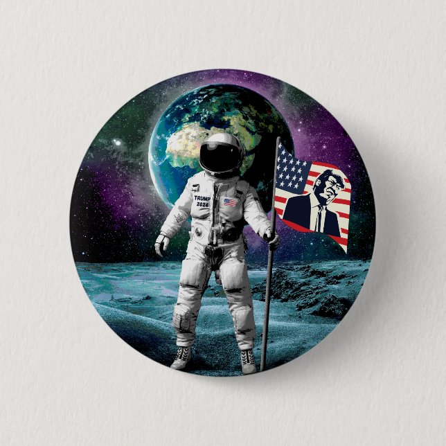 Macaron Rond 5 Cm Invitation des astronautes pour Trump 2024 (Devant)