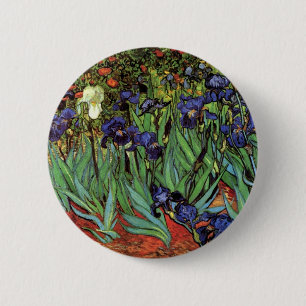 Macaron Rond 5 Cm Irises de Vincent van Gogh, Jardin Vintage