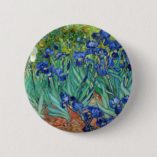 Macaron Rond 5 Cm Irises Vincent van Gogh peinture Vintage florale