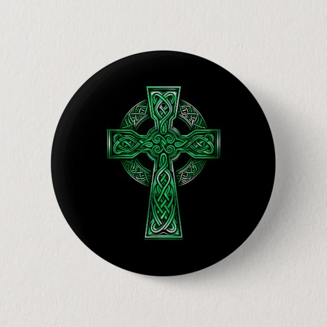 Macaron Rond 5 Cm Irish Celtic Cross Knot Christian Holy Trinity Sco (Devant)