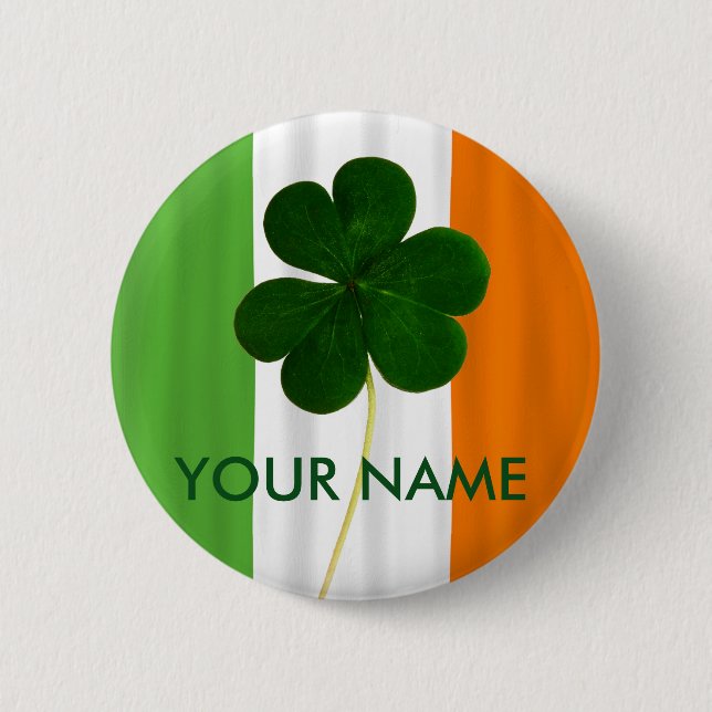 Macaron Rond 5 Cm Irish Flag Irlande Shamrock Clover Volunteer (Devant)
