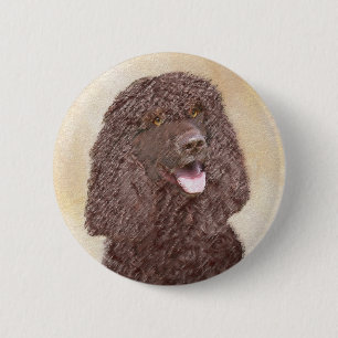 Macaron Rond 5 Cm Irish Water Spaniel Peinture - Original Dog Art
