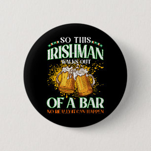 Macaron Rond 5 Cm Irlandais buvant de la bière à la Saint-Patrick
