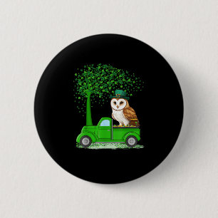 Macaron Rond 5 Cm Irlandais Camion Vert Sur Chouette Oiseau Saint Pa