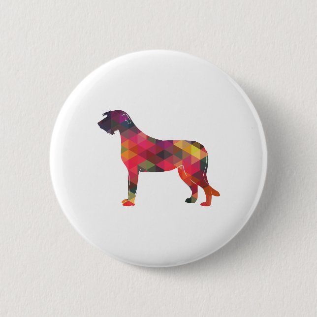 Macaron Rond 5 Cm Irlandais Wolfhound Motif géométrique Silhouette M (Devant)