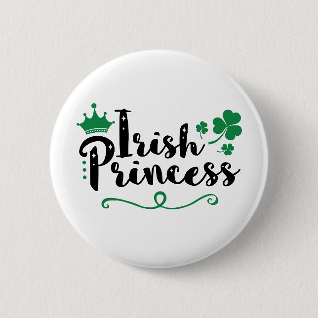 Macaron Rond 5 Cm Irlandaise Princesse femmes St Patrick's Day Scrip (Devant)