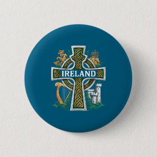 Macaron Rond 5 Cm Irlande St Patrick Jour Croix Celtique Verte Céléb