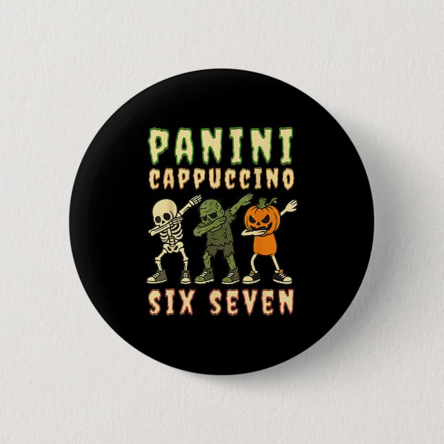 Macaron Rond 5 Cm Italian Brainrot Halloween Panini Cappuccino Six S (Devant)